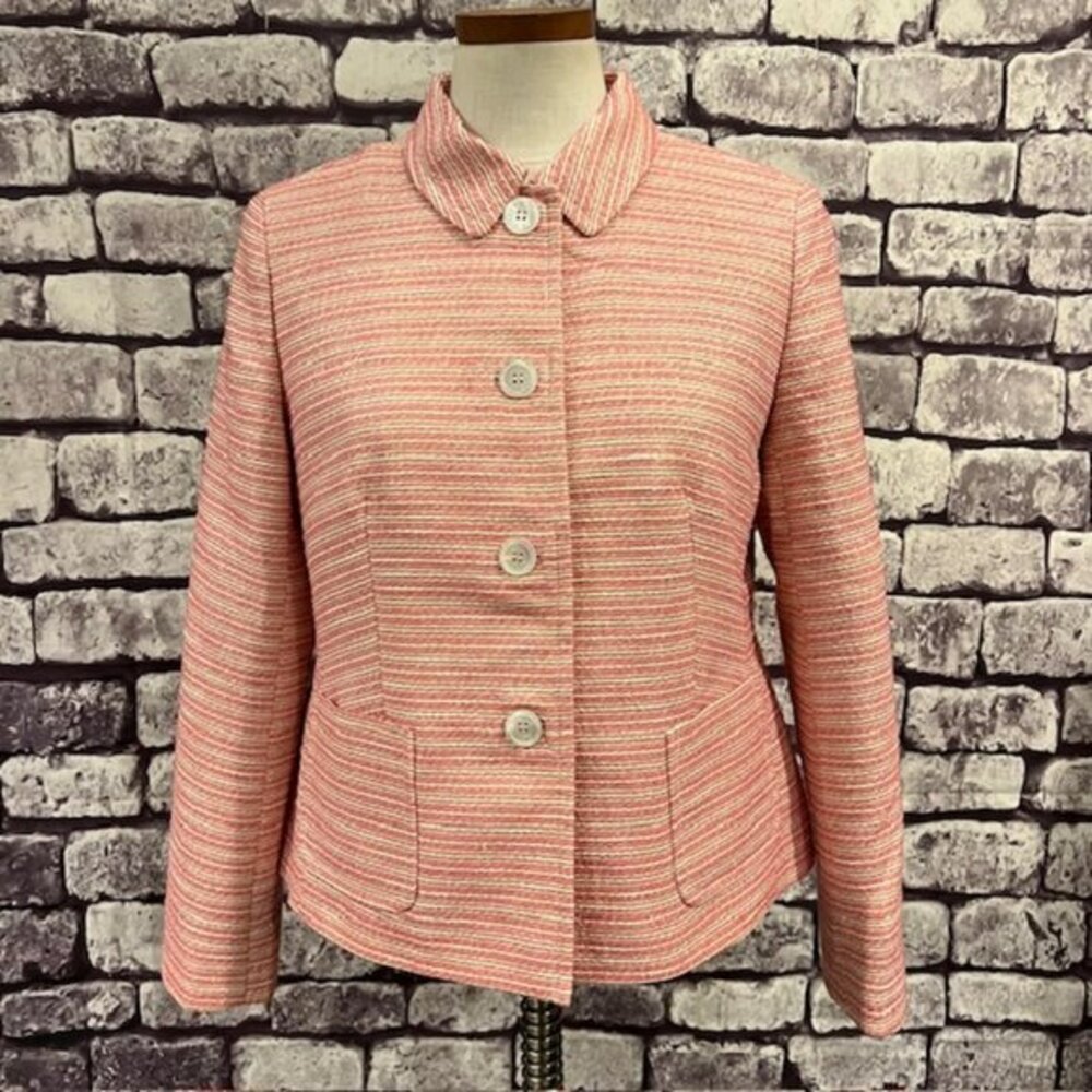 Talbots Pink & White Fully Lined Long Sleeve Jacket Size 12P